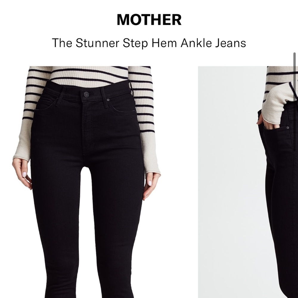 Mother jeans - stunner zip, ankle step fray - color black - size 28